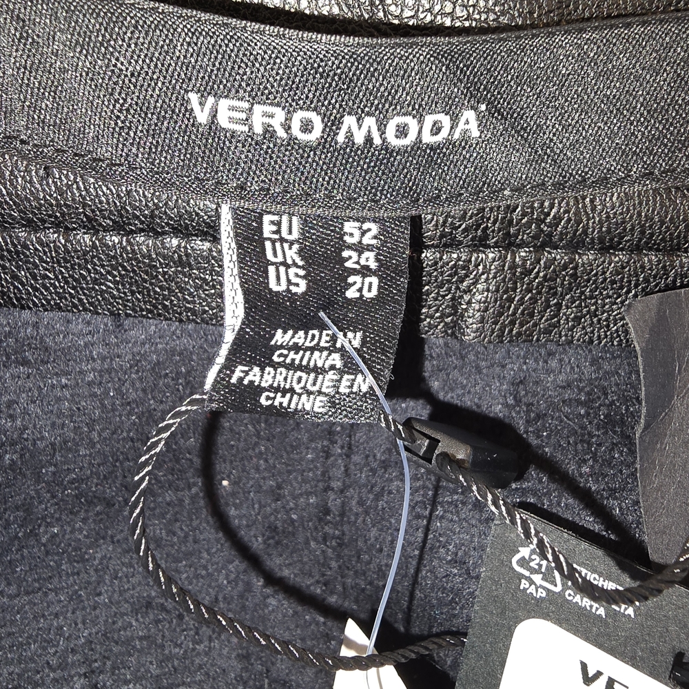 Vero Moda Black Leather Pencil Skirt Size 20w Nwt - Picture 6 of 9